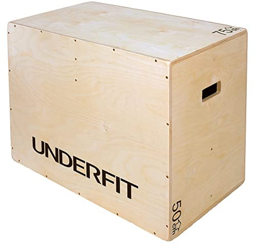 UNDERFIT Plyometrische Sprungbox Holzplattform für Crossfit - Plyo Box - Ihr praktisches Sportgerät für zu Hause - Den Schwierigkeitsgrad an Ihre Bedürfnisse und Möglichkeiten anpassen (75x60x50cm)