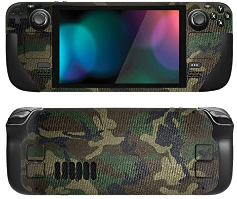 PlayVital Full Set Schutz Skin Decal für Steam Deck LCD, Custom Stickers Vinyl Decal Folie Faceplates Klebefolie für Steam Deck OLED Handheld Gaming PC-Armeegrün Camouflage