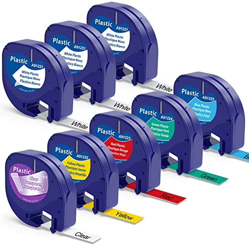 8x MarkField Kompatibel mit Dymo Letratag Etikettenband 12mm x 4m, Kompatibel mit Dymo Letratag Schriftband 91221 für 200B LT-110T LT-100T Plus XR XM