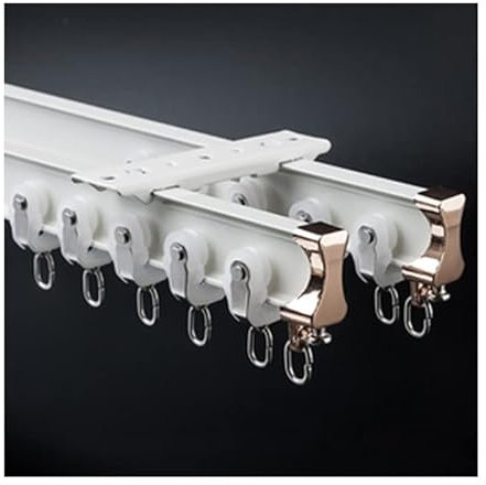 Gebogene Deckenvorhangschiene, Biegbares Deckenbefestigungssystem Doppelspurige Vorhangstange Raumteiler RV Vorhangschiene Urvorhangschiene Obere Und Seitliche Montageoptionen ( Farbe : Top hanging ,