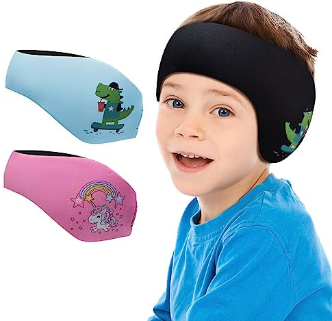 Schwimmen Stirnband Kinder, Neopren Schwimmband, Schwimm Stirnbänder mit Klettverschluss, Ohren Schutz Wasserdichtes Kopfband für Kinder, Erwachsene (Schwarz sizeM)