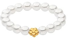 Purelei® Shiny Bloom Ring (Gold, Silber, Rosegold), Wasserfester elastischer Damenring aus Perlen, mit Seashell Perlen, Anxiety Fidget Ring, Verschiedene Grössen (Gold, S/M)
