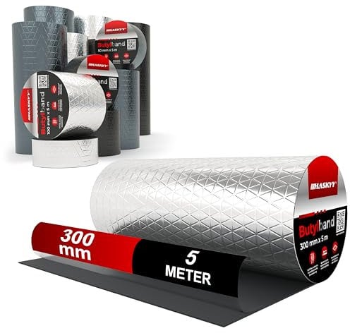 Butylband Dachreparatur 30cm x 5M Kamin Wand Dach Balkon Anschlussband Abdichtung Bitumen Aluband Aluminium Reparaturband Dichtband Silber