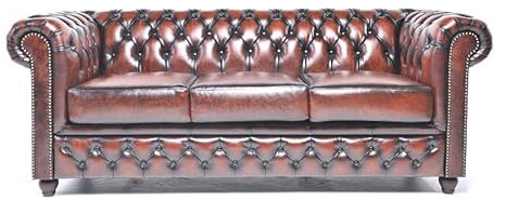 Chesterfield Sofa Brighton - The Brand | 3 Sitzer | 100% Leder, handgefertigt, Original Breite 200 cm (Antik Braun)