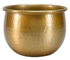 Serene Spaces Living Vase aus Aluminium, goldener Messing-Look, Vintage-Stil, für Pflanzen, Hochzeiten, Veranstaltungen, metallischer Blumentopf für Zuhause, S, Durchmesser 17,1 cm, Höhe 12,7 cm