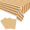 3 Pièces Nappe Jetable Anti-Taches Vichy Orange et Blanc à Carreaux 130x230 cm Rectangulaire en Plastique pour Fête, Noël, Mariage, Pique-Nique, Anniversaire, Décorations Halloween