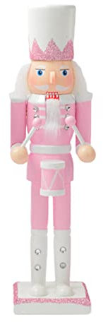 Dirfuny Ornamenti schiaccianoci rosa, 30 cm, decorazioni natalizie a forma di soldato schiaccianoci in legno, statuine da collezione per inverno e Natale, decorazioni da tavolo per caminetto
