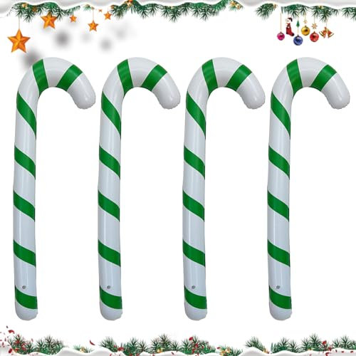 Nexoria Große Zuckerstangen Deko, 4 Stück 120cm Aufblasbare Zuckerstangen Weihnachten Weihnachten Zuckerstange Stick Aufblasbare Weihnachten Zuckerstangen Weihnachtsbaum Für Weihnachten Party (Green)