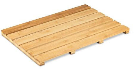 Relaxdays Tapis de Bain en Bambou, 54x36 cm, caillebotis pour Sauna, Douche, intérieur & extérieur, antidérapant, Nature