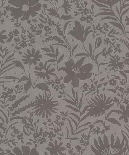 Rasch Tapete 330441 - Vliestapete mit Blumen in Grau aus der Kollektion Paraiso - 10,05m x 0,53 m (LxB)