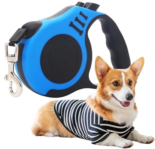Cuerda de tracción telescópica, 5 Metros Correa Perro Extensible, Correa retráctil para Perro, Correa para Mascotas, Apto para Perros pequeños y medianos de hasta 15 kg, Entrenar y Caminar