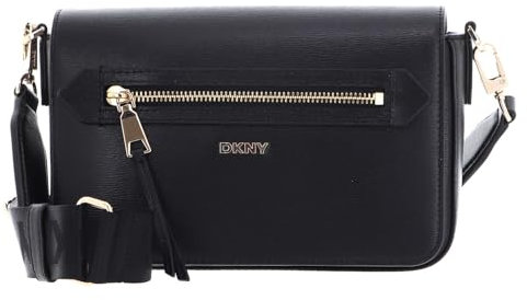 DKNY,WOMEN'S,BRYANT AVE MD FLAP CROSSBODY, BLK/GOLD,1SZ