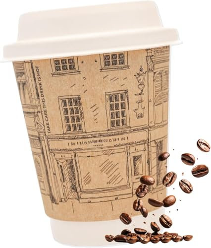 Clearly Disposable Paper Cups for Hot and Cold Drinks, Espresso Coffee Tea Drinking Cups, Ideal for Takeaway, Party, Picnic (Brown (8oz), 20 Cups No lids)