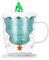 Xaosin Weihnachtstasse Doppelwandige Weihnachtsgläser Groß 300 ml Kaffee Tasse Teegläser Glühweintassen mit Weihnachtsbaum-Deckel Weihnachtsbecher mit Untersetzer Christmas Mug für Damen Männer