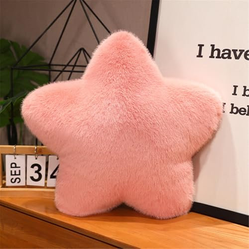 Ueiwffzo Kissen Plüschkissen Kissen Kinderzimmer Stern Mond Herz Dekokissen Stern Wurfkissen Schlafkissen Gefülltes Kissen für Heimdekoration (Rosa Sterne,20cm)