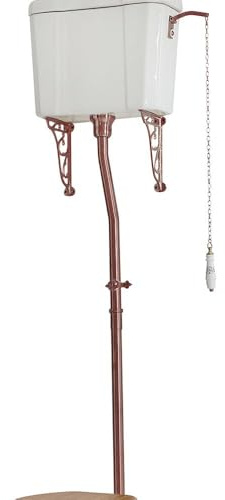 MILANO High Level Cistern Toilet WC Flush Pipe Bracket Chain Handle Copper | Brass & Ceramic Construction. Connects Toilet Pan To High Level Cistern. Traditional Style. Ceramic Pull Chain Handle.