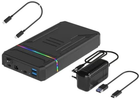 ezekers 3TB External Hard Drive HDD USB C & USB 3.0 for PC, Mac, PS4, PS5 (Storage only), Samsung and iPhone 15/16 series, TV, Xbox, and Wii U - Dual Connector - Ultra Fast (3TB) - RGB LIGHT