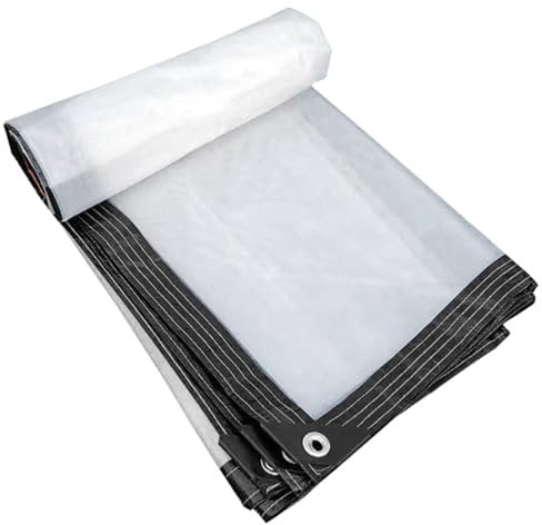 IEOWY Clear Tarpaulin, 1.5x3.5m 2x4.5m Transparent Tarpaulin With Eyelets, Heavy Duty Rainproof Curtain PE Anti-Aging For Garden Gazebo(2x6m)