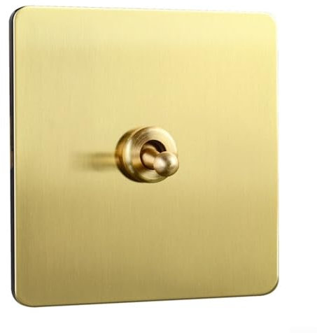 Niceminiwall Pannello interruttori vintage in ottone a levetta 86 prese a muro di alimentazione, interruttore a levetta oro, funzionamento OFF-ON, terminale a vite