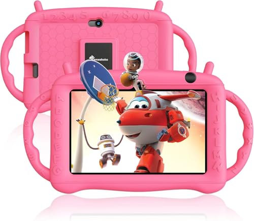 7 Inch Kids Tablet, Android 12, 2+32GB,Dual Camera,WiFi,Bluetooth,Parental Control,Kid-Proof Case,YouTube,Google Play Store,Learning Tablet - Pink