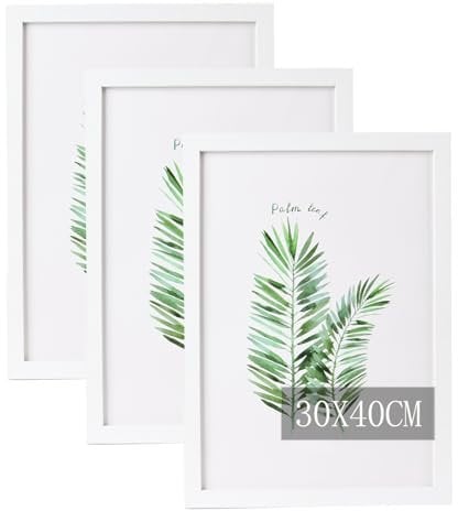 KPYZLBD 3 Stück Bilderrahmen holz 30x40cm, Mit Acrylglas für Von Kinderzeichnungen, Kunstwerken, Bilderrahmen Schwarz, Zum Aufhängen Bilderrahmen ﻿(Weiß, 30x40cm)