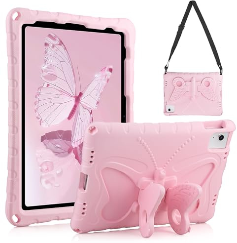 Coolden für iPad (A16) 11. Generation Hülle, iPad 10. Generation Hülle 10,9 Zoll 2022 für Kinder Teens Rosa Eva Stoßfest Schutzhülle mit Schmetterling Ständer & Schultergurt für i Pad 11 2025 Case