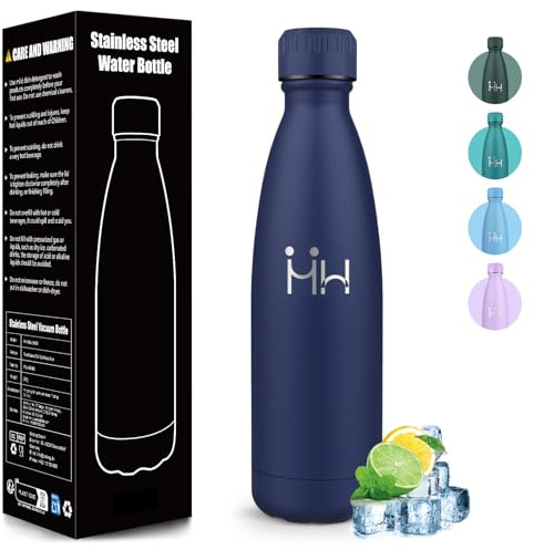 Mulbijeo Trinkflasche Edelstahl 500ML, BPA-frei, Wasserflasche, Auslaufsichere Isolierflasche Doppelwandig, Thermosflasche, Trinkflasche Kohlensäure Geeignet, für Fitness, Schule, Kinder