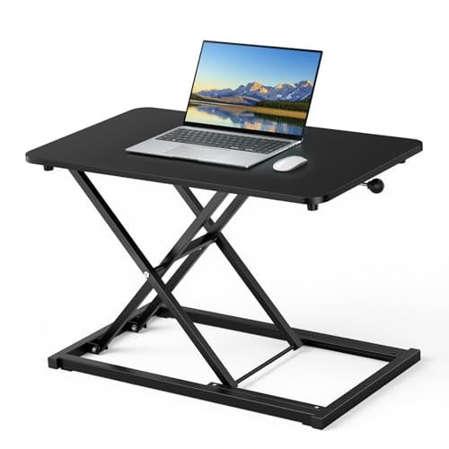 Standing Desk Converter Adjustable Height 60*34CM Keyboard and Mouse Riser, Computer Keyboard Stand for Desktop, Ergonomic Sit Stand Tabletop Monitor and Laptop Riser for Home Office Study Room
