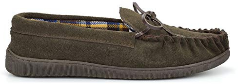Mokkers Mens Real Leather Suede Moccasin Slippers with Rubber Sole Sand