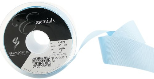 Berisfords 41025 20 m x 40 mm Polyester Grosgrain Ribbon, Sky