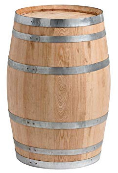 150 Liter Holzfass, neues Fass, Weinfass aus Kastanienholz geschlossen als Stehtisch, Bistrotisch (Fass unbehandelt)