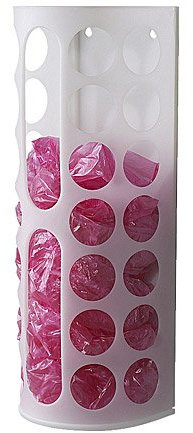 Dispensador de bolsas de plástico Variera, blanco, altura: 45 cm, ancho: 16 cm/16 cm, ideal para guardar cosas como bolsas de plástico, rollo de papel para inodoro o de cocina, guantes y calcetines