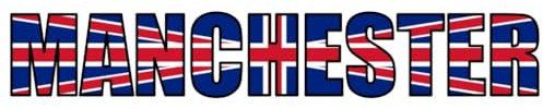 Skyline4u Manchester Aufkleber Schriftzug Autoaufkleber Union Jack - 30x5,4cm