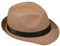 Strohhut Panama Fedora Trilby Gangster Hut Sonnenhut mit Stoffband Farbe:-Kamel (Strohhut) Gr:-58