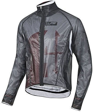 PROLOG Herren Fahrrad Regenjacke Extrem Dünn, Wasserdicht, Atmungsaktiv - Transparent Schwarz Größe XXL