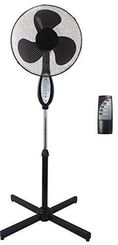 Sohler Black Electric Remote Controlled 16 Standing Pedestal Stand Fan Adjustable Oscillating Rotating Stay Cool 3 Speed With Remote Control