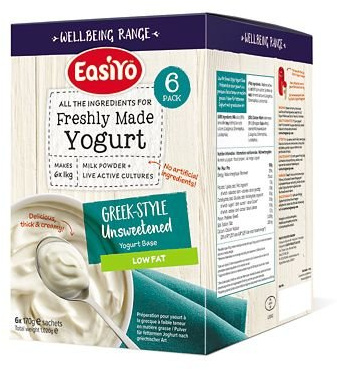 EasiYo Wellbeing Low Fat Greek Style Unsweetened Yogurt Mix x 6