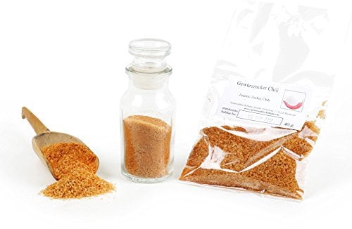 Gewürzzucker Chili, Chilizucker, Eis Topping, Smoothie Zutaten Zucker Natur, Zucker vegan, Zucker rosa, Deko Backzutaten glutenfrei, lactosefrei, 40g