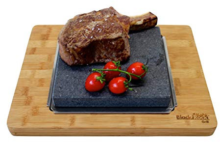 Black Rock Grill Big Sizzling Steak on a Stone Platter Set, Hot Stone Cooking