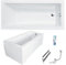 ECOLAM Baignoire rectangulaire acrylique blanche moderne 130x70 cm | Tablier acrylique | Pieds siphon et silicone | Petite baignoire | Set complet