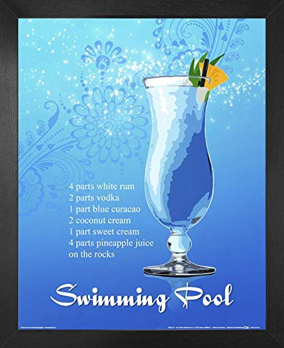 1art1 Cocktails Poster Kunstdruck Bild und MDF-Rahmen - Swimming Pool (50 x 40cm)