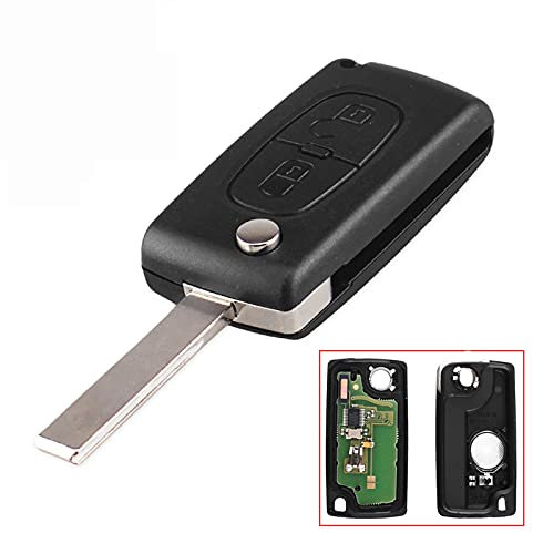 Heart Horse 433 MHz 2 Tasti Ricambio Guscio Chiave con Telecomando Compatibile per Peuge0t 207 307 308 408 3008 5008 807 Citr0en C2 C3 C4 Picasso CE0536 Portachiavi pieghevole con PCF7961 Chip