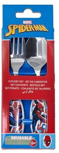 ILS I LOVE SHOPPING SPIDERMAN | Set de couverts pour enfants en acier inoxydable - fourchette et cuillère (Spider-Man)
