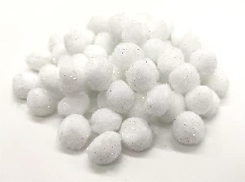 DARO DEKO Schneebällchen Weiß Ø2cm 80 Stück - mit Gitzer - Streudeko Schneeball