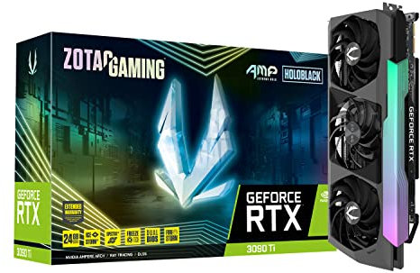 Zotac Gaming GeForce RTX 3090 Ti AMP Extreme Holo 24GB GDDR6X 384-bit 21 Gbps PCIE 4.0 Gaming Graphics Card, HoloBlack, IceStorm 2.0 Advanced Cooling, Spectra 2.0 RGB Lighting, ZT-A30910B-10P
