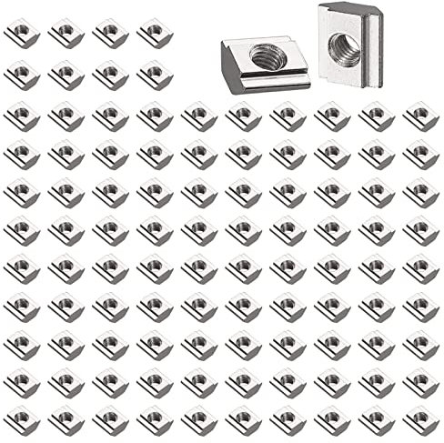 GETLITOOL Nutensteine, 100PCS Typ-B Gleitmuttern T Nut Muttern Hammermutter Nut 6 M5, Kohlenstoffstahl, Hammerkopf Befestigungsmutter für Aluminiumprofil-Extrusionsschlitz 20-Serie