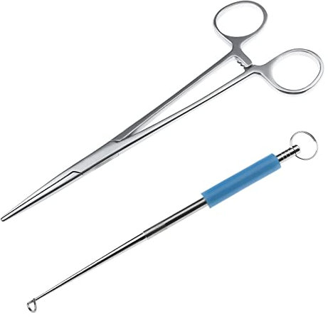 YINETTECH 2 Stücke Angelhakenentferner mit Gerade Angelzange Fishing Haken-Lösezange Hakenlöser-Zange Angeln Angelhaken aus Edelstahl Silikon für Angeln Fischen Fischer Anfänger