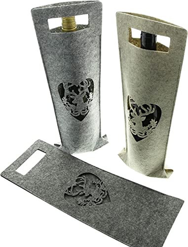 FRANK FLECHTWAREN Geschenktasche Hirsch, 3er Set, Filz, Maße: 14 x 41 cm