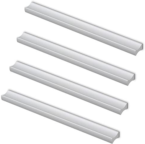 Mavö 4 x Schubladengriffe 12,8cm Lochabstand Möbelgriffe Schrankgriffe Silber Negi (Chrom matt, 128mm)