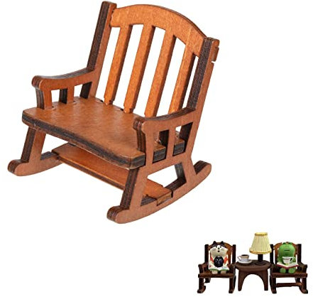 1:12 Puppenhaus Modell Stühle Mini Holz Schaukelstühle Puppenmöbel Sessel Dekorative Möbel Mini Holzstuhl Spielzeug Stuhl Holzstühle Layout Ornament Sitzen Modell Schaukelstuhl Dekoration Versorgung